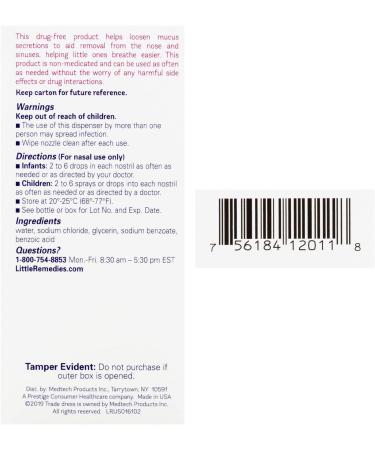 Little Remedies Saline Spray/Drops for Easy Breathing | 1 oz | Gentle Mucus Wash | Newborn Safe - Buy Online on GoSupps.com