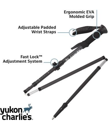 Yukon Charlie's Carbon Lite Flip Out Trekking Poles with Fast Lock Adjustment System - Includes Trekking and Snow Baskets - Buy Online on GoSupps.com