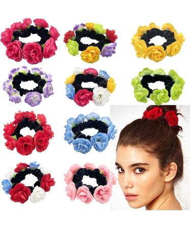 amangul Large Artificial Flower Scrunchies for Women Elastic Hair Scrunchy Bobbles Ponytail Holder Fashion French Style Hairband(Rose Red) - Buy Online on GoSupps.com