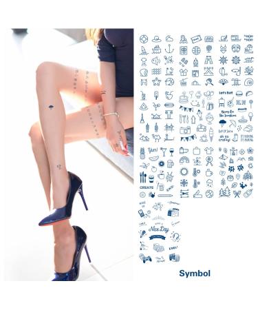 DHAHBHC Semi-permanent Small Hands Temporary Tattoos - 600 Blue Patterns, 2 Weeks Lasting Emoji, Text, Plant & Insect Designs - 50 Sheets - Buy Online on GoSupps.com