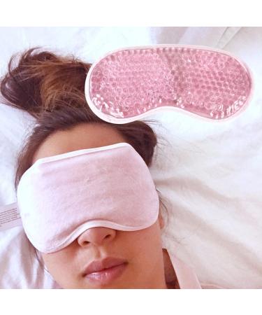 2 Pack Cooling Gel Eye Masks with Plush Backing - Pink | Headache, Puffiness, Migraine, Stress Relief - Buy Online on GoSupps.com