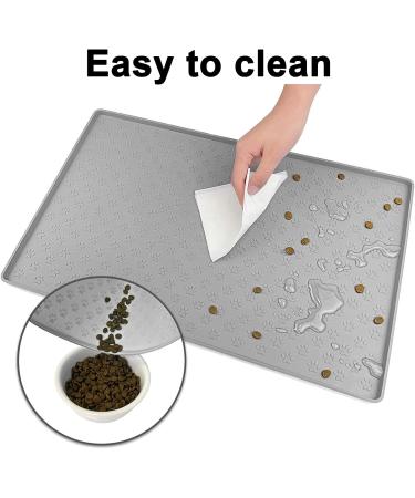 Moacc Silicone Lining Mats for Dogs & Cats - Slipproof Waterproof Food Base Mats (47x30cm) - Gray Paw Pattern - Buy Online on GoSupps.com