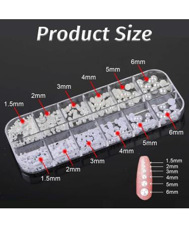 Half-Ground Pearl Nail Art Set | White & Beige Flat Back Pearl Accessories for DIY Projects & Nail Decorations - Buy Online on GoSupps.com