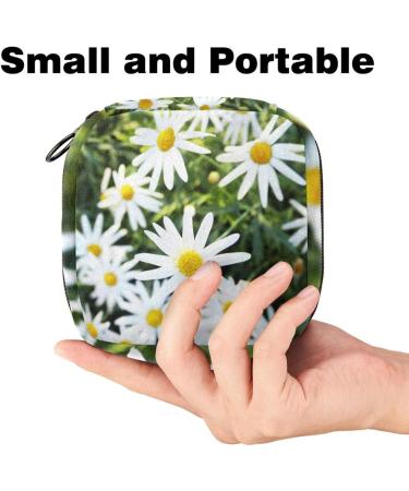 Buy Stylish Menstruation Pad Bag with Zipper | Women's Napkin & Tampon Collecting Bags - Daisy & Chamomile Design - Buy Online on GoSupps.com