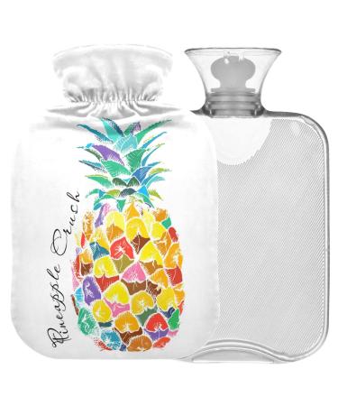 Naanle watercolor heat bottle with reference colorful pineapple heat bottle transparent 1 l heat bottle for bed hand feet pain relief heat and cold therapy