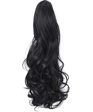 Fashion Ponytail Hair Extension Claw Curly Wavy Straight Clip in ponytail Hairpiece One Piece fake hair Ponytails for Women 18 Curly Dark Black Dark Black 18 inch - Buy Online on GoSupps.com