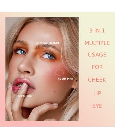 Duoffanny 3-in-1 Cream Blush Stick | Vegan & Natural Finish | Moisturizing Rouge for Cheeks Lips & Eyes - #01 Shy Pink - Buy Online on GoSupps.com