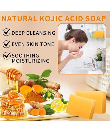 IREV Koji Acid Soap & Honey Turmeric Soap for Dark Spots | Acne Face Wash & Deep Cleansing Soap | Gentle Turmeric Bath Bars - 200g - Buy Online on GoSupps.com