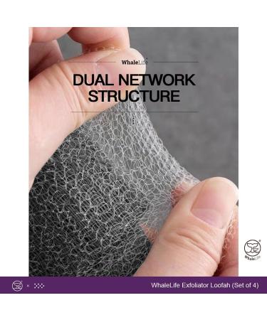 Loofah Sponge Bath Set - 4 Pack Black Rough Surface for Men & Women | Exfoliating Body Scrub - Buy Online on GoSupps.com