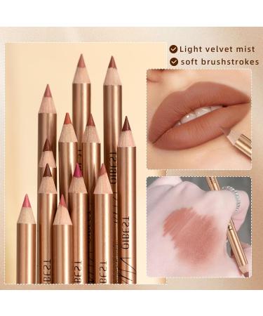 Dulele 12 Colors Matte Lip Liner Set Professional Contouring and Plumping Lip Definer Pencil 2-in-1 Smooth and Long-Lasting Makeup Lip Filler Liner & Lipstick - Buy Online on GoSupps.com