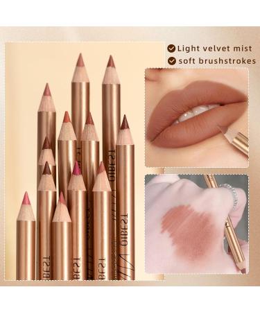 Dulele 12 Colors Slim Lip Liner Pencil Set - Creamy Matte Lip Makeup for Long Lasting Definition | International Shipping Available - Buy Online on GoSupps.com