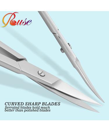 ROUSE Professional Curved Cuticle Scissors for Nails, Cuticles, Eyebrows, and Beard - Extra Fine Precision Manicure/Pedicure Scissors - Buy Online on GoSupps.com