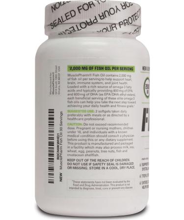 MusclePharm Essentials Fish Oil Elite Omega 3 Supplement Supports Joints Muscular Performance & Recovery Brain Heart & Immune Health 2000mg Omega 3 Fish Oil Per Serving 60 Softgels 30 Servings 60 Count (Pack of 1) - Buy Online on GoSupps.com