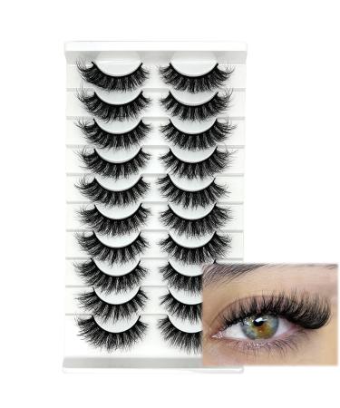 False Lashes Wispy Natural Strip Lashes Mink D Curl Cat Eye Lashes Pack Fluffy 16mm 3D Fake Eyelashes Natural Look