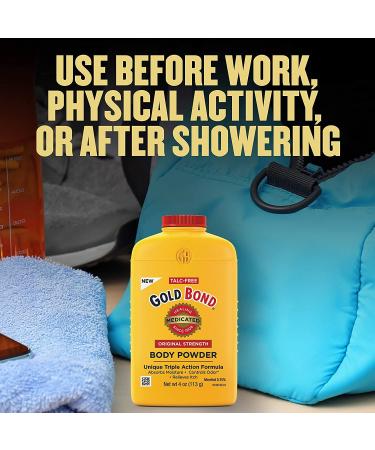 Gold Bond Talc-Free Medicated Body Powder Original Strength 4 Oz (Pack of 4) - Bundle Deal - Buy Online on GoSupps.com