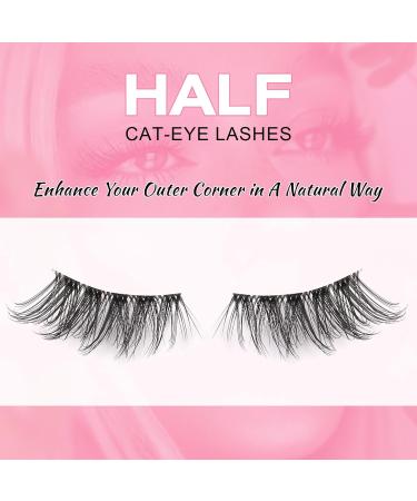 Sixstarhair Half Lashes 10 Pairs Cat Eye Kit with Glue - Natural Looking Demi Wispies Eyelashes - Reusable & Easy to Apply - H09 - Buy Online on GoSupps.com