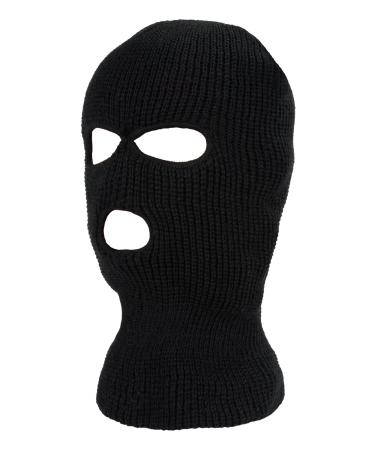 Geyoga 3 Hole Winter Knitted Mask Full Face Cover Ski Mask Warm Balaclava Face Mask for Outdoor Sports Black Adult Size