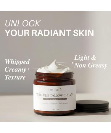 amaal 100% Grass-Fed Whipped Tallow Cream (Unscented) - Halal-Certified Beef Tallow for Skin with Organic Raw Honey Olive Oil & Vitamin E - Natural Face & Body Moisturizer for All Skin Types 4 oz - Buy Online on GoSupps.com