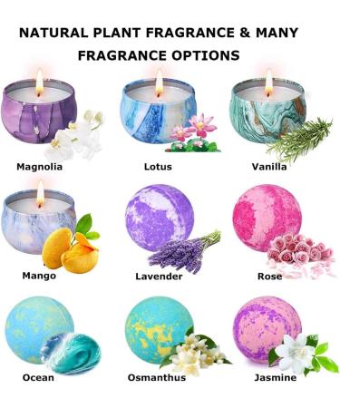 OFUN Bath Bombs & Scented Candles Gift Set | Large Bombs for Women | Spa Gift Idea | Mother's Day Birthday | 5 Bubble Balls & 4 Organic Soy Candles - Buy Online on GoSupps.com