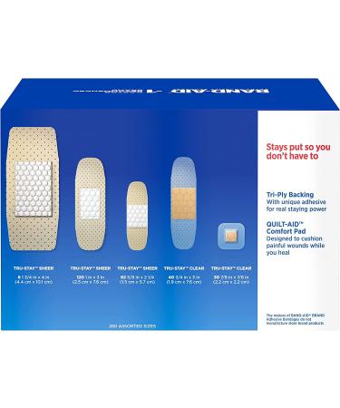 Band-Aid Family Variety Pack - 280 ct, Sheer & Clear Flexible Sterile Bandages with Breathable Technology - Buy Online on GoSupps.com