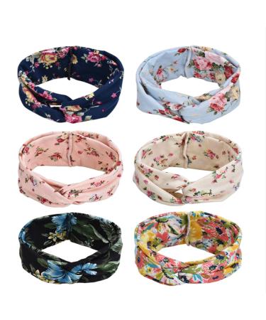 Willingood 6er headband women flowers hair band women hair tires women headwrap turban-head packaging hair accessories width 8.5cm multi-colored