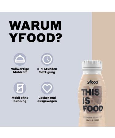 Yfood Drink Classic Choco - Delicious On-the-Go Meal Replacement 21g Protein 26 Vitamins & Minerals 8 x 330ml 2.00 Deposit - Buy Online on GoSupps.com
