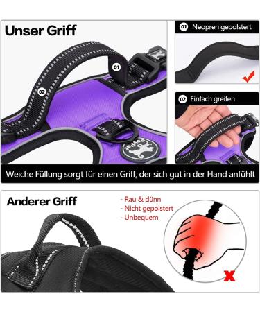 POPOT No Pull Dog Harness - Reflective Pet Vest for Daily Training & Walking | Control Handle | Violet Medium - Buy Online on GoSupps.com