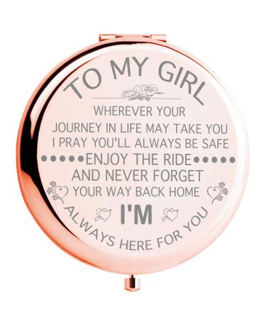 Fnbgl Travel Pocket Mirror Daughter Present from Mom and Dad  Unique Birthday Gift  Graduation Gifts for Her  Present for Women Girls  Rose Gold Makeup Mirror Personalized