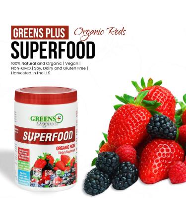Greens+ Organic Reds Superfood Powder Camu Camu Dietary 400mg Vitamin C SuperFruit Supplement 120 Capsules 100% Natural Vitamins & Minerals Vegan Soy/Dairy/Gluten Free - Buy Online on GoSupps.com