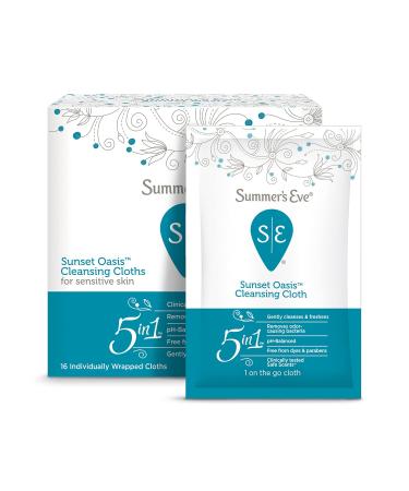 Summer's Eve Cleansing Wipes, Sunset Oasis, 16 count 16 Count (Pack of 1) Pack of 1