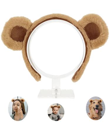 Brown Bear Ears Cute Headband Fluffy Grizzly Bear Hairband, Animal Head Wear for Party Celebrations Trips Decoration Cosplay Dress up Costume Makeup Washing Face Kids Adults Women Gift, by Beviliu