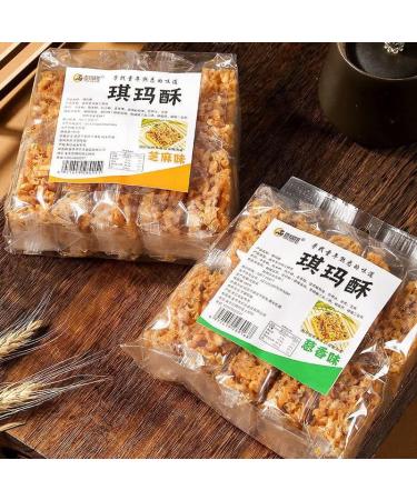 Sachima Soft Flour Cake Sesame Soft Pastry Rice Krispies Treats Crispy Chewy Scallion Biscuit 200g/pack Chinese Sweet Traditional Dessert Childhood Memories Snack Cookies (Mixed Flavors 2pack) Mixed flavors 2pack - Buy Online on GoSupps.com