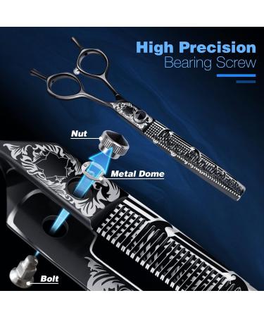 Jason Professional 7 Thinning Scissors for Dogs & Cats | Ergonomic Black Fur Chunker Scissors | 50 Teeth Japanese 440C Steel - Buy Online on GoSupps.com