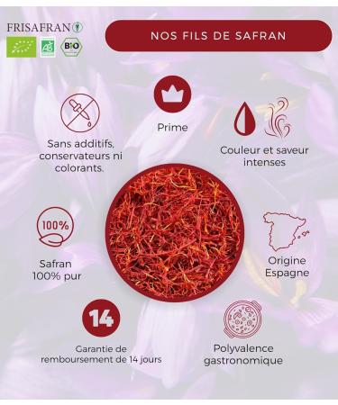 FRISAFRAN | Safran Filaments 1g | safran en pistils | Fil de Safran | Safran | Safran Bio | Safran Biologique | Safran Pistil | Sans Colorant ni Conservateur | pice certifi e | Safran naturel 1 g (Lot de 1) - Buy Online on GoSupps.com
