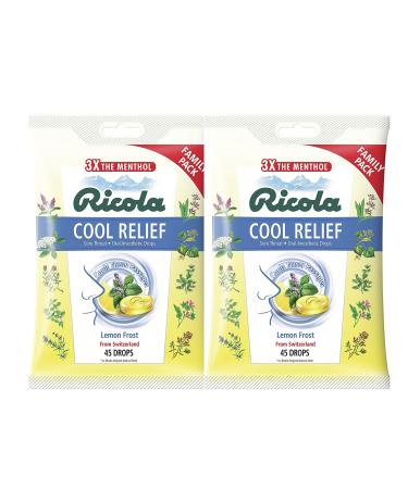 Ricola Cool Relief Lemon Frost Herbal Cough Suppressant Throat Drops - Limited Edition: Large Size Bags, 45ct Bag (Pack of 2) 1 Count (Pack of 2)