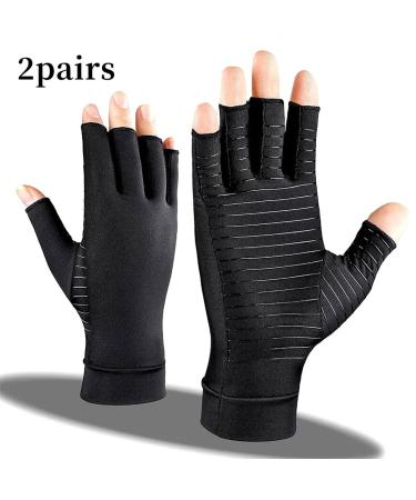 PSOWQ Fingerless Arthritis Gloves - Pain Relief for Carpal Tunnel & Rheumatoid Pain - Unisex - 2 Pairs - Buy Online on GoSupps.com