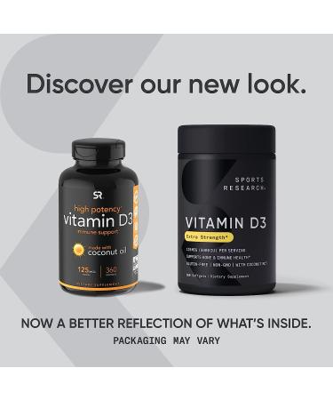 Sports Research Vitamin D3 125 mcg (5000 IU) - 360 Softgels for Immune Support - Buy Online on GoSupps.com