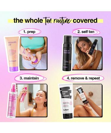b.tan Violet Self Tanner Mousse Bundle | Love At First Tan - Best 1 Hour Express Sunless Tanning Foam Cancels Orange Tones Dark Bronzing Glow No Fake Tan Smell Face & Body 6.7 Fl Oz Pack of 2 love at first tan - 2 Pack - Buy Online on GoSupps.com