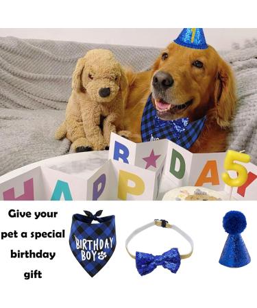 3pcs Dog Birthday Party Supplies Plaid Dog Birthday Bandana Boy Scarf And Reusable Dog Birthday Hat Bow Tie Pets Birthday Party Supplies Birthday Outfit For Cat And Dog Decoration - Buy Online on GoSupps.com