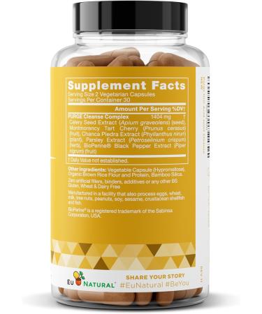 Purge! Uric Acid Flush Detox & Cleanse 120 Vegan Capsules with Celery Seed Tart Cherry & Chanca Piedra for Joint Support & Mobility - Buy Online on GoSupps.com