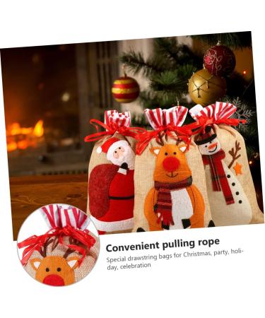 KOMBIUDA Party Snack Pouch 3 Pcs Christmas Storage Bag Candy Bags Holiday Treats Pouch Christmas Drawstring Bag Christmas Bag 30X18CM Assorted Color - Buy Online on GoSupps.com