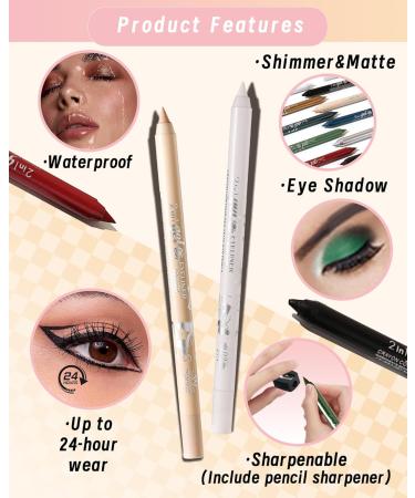 Black Nude Brown Colored Eyeliner Pencil Set-3Pcs Multi-Use Gel Eye Liner Eyeshadow Pen Waterproof Smudgeproof Long Lasting Water Line Pencil Professional Eye Makeup for Women with Pencil Sharpener 01 Black+03 Nude +06 Brown - Buy Online on GoSupps.com