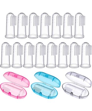 18 Sets Baby Finger Toothbrushes Infant Toddlers Teeth Brushes Soft Baby Tongue Cleaners with Cases for Baby Oral Cleaning Tooth Training Supplies 3 Colors