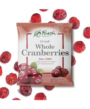 Fresh Elements Dried Whole Cranberries 1oz Single Serving Pack - Preservative Free, Gluten Free, Non GMO - Ideal for Salads and Baking - Healthy Snack (16 Pack) - Buy Online on GoSupps.com