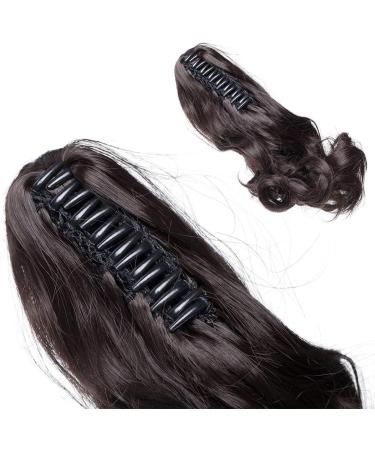 12 Long Curly Ponytail Extension | Clip-in Claw Hairpiece Ombre Synthetic Dark Brown | Realistic and Natural Looking - Buy Online on GoSupps.com