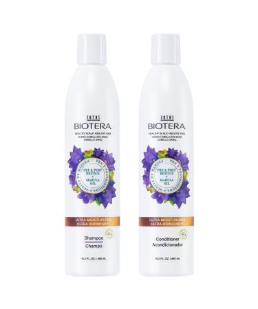 BIOTERA Ultra Moisturizing Shampoo and Conditioner | Dry Damaged Coarse Hair | Microbiome Friendly | Vegan Shampoo & Conditioner Set 15.2 Fl Oz (Pack of 2)