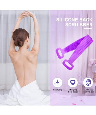 Extended Silicon Body Bath Brush Scrubber for Shower - Gentle Exfoliating Loofahs - Easy to Clean Washer (Purple) - Buy Online on GoSupps.com