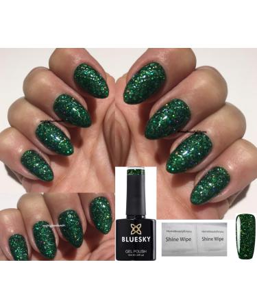 Bluesky Green Glitter Diamond Sparkle BLZ23 Nail Gel Polish UV LED Soak Off 10ml