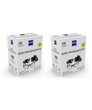 Zeiss glasses Cleaning towels for gentle & thorough cleaning of your glasses - improved Formula Sparset 2 x 200 scarves 2x200