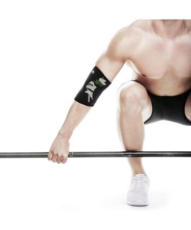 Rehband Elbow Bandage 5mm SBR/Neopren Sleeve for Strength Sports - Anatomical Slipproof Tight-Fitting - Unisex XS Camo - 1 Piece - Buy Online on GoSupps.com